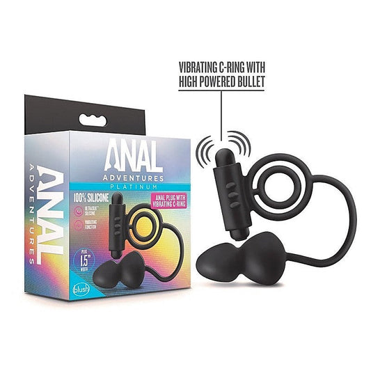 Platinum Pleasure Vibrating Anal Plug and C-Ring Set