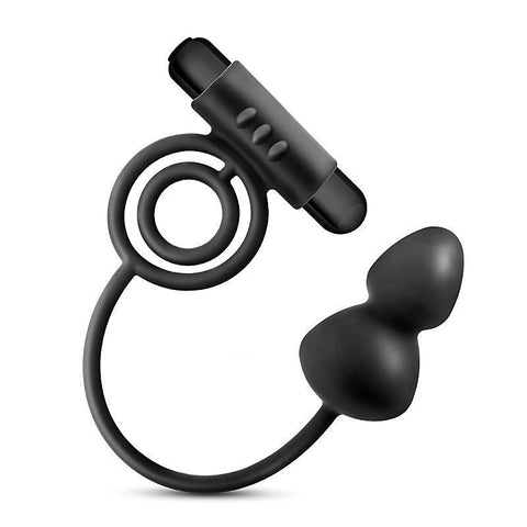 Platinum Pleasure Vibrating Anal Plug and C-Ring Set