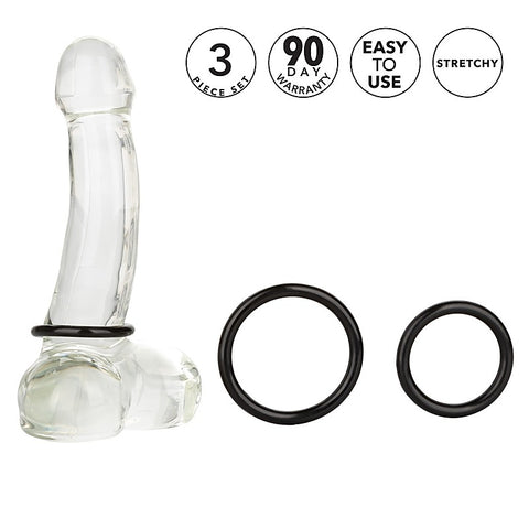 3 Piece Stretchy Men's Tri-Cock Rings by California Exotics