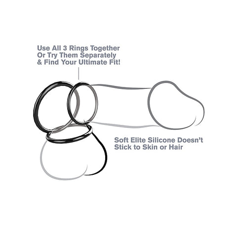 Fantasy 3 Silicone Cock Ring Stamina Set by Pipedream