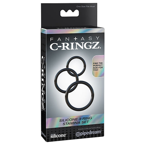 Fantasy 3 Silicone Cock Ring Stamina Set by Pipedream