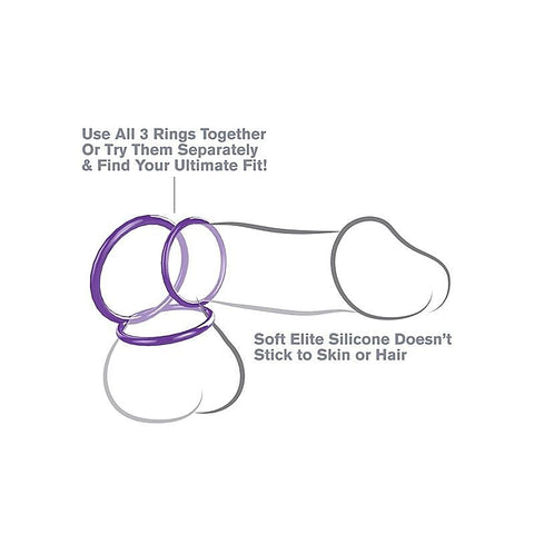 Fantasy 3 Silicone Cock Ring Stamina Set by Pipedream