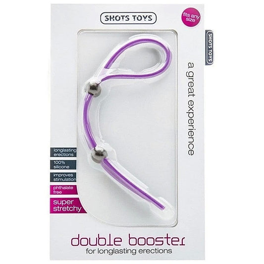 Double Booster Purple Stretchy Cock Ring by Shots Toys