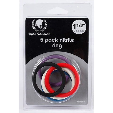 Rainbow Nitrile Cock Ring 5 Pack by Spartacus Enterprises