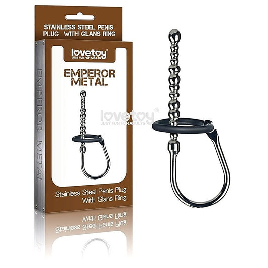 Emperor Metal Stainless Steel Penis Plug with Glans Ring