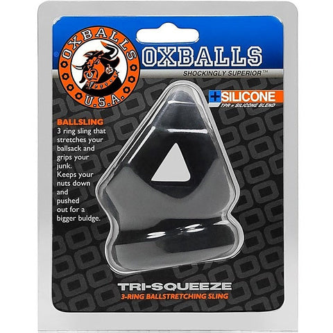 Tri-Squeeze 3-Cock Ring Ballstretching Sling by Oxballs