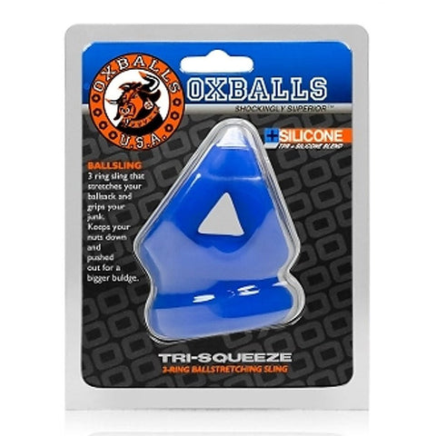 Tri-Squeeze 3-Cock Ring Ballstretching Sling by Oxballs