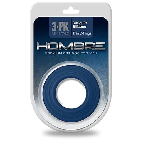 Hombre Snug-Fit Silicone Thin C-Rings 3 pk by Topco
