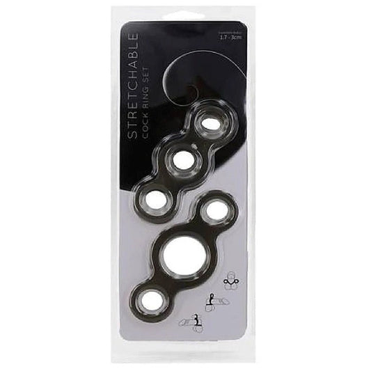 Stretchable Cock Ring Set Smoke by Seven Creations