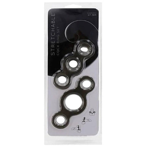Stretchable Cock Ring Set Smoke by Seven Creations