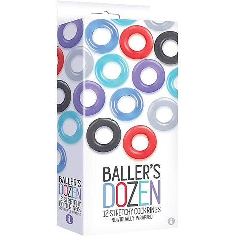 Baller's Dozen 12 Stretchy Cock Rings by Icon Brands