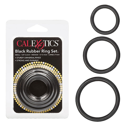 3 Piece Stretchy Rubber Cock Ring Set by California Exotics