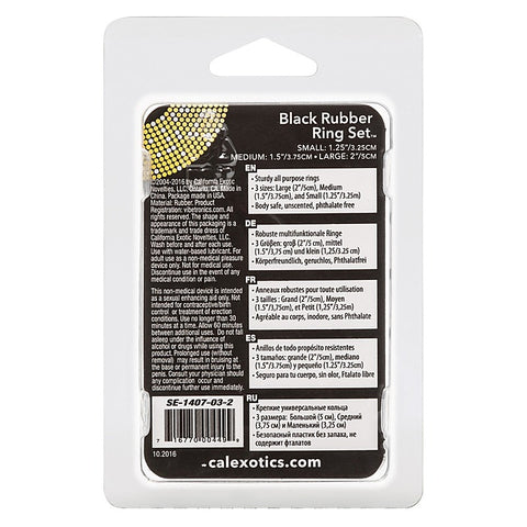 3 Piece Stretchy Rubber Cock Ring Set by California Exotics