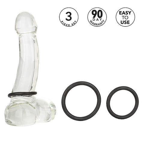 3 Piece Stretchy Rubber Cock Ring Set by California Exotics