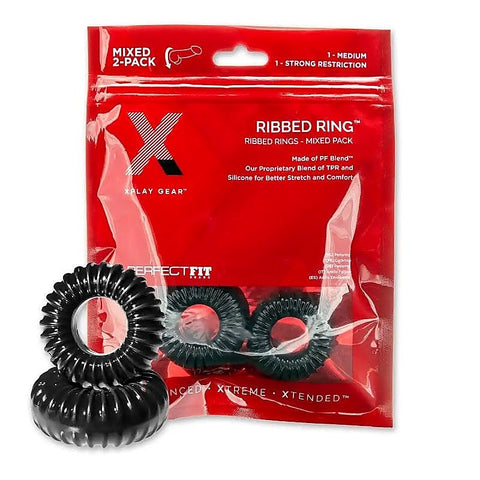 Xplay Ribbed Cock Ring Combo by Perfect Fit