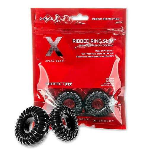 Xplay Ribbed Cock Ring Slim Pack by Perfect Fit