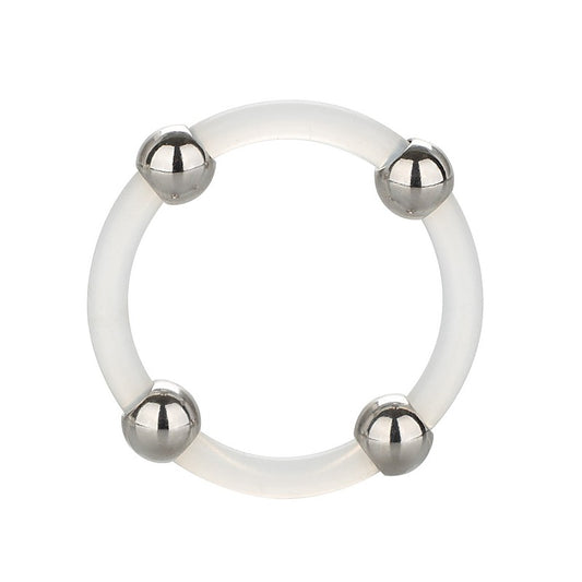 Large Steel Beaded Silicone Cock Ring by California Exotics