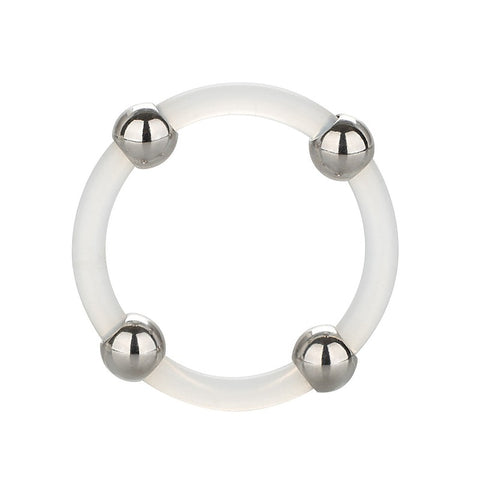Large Steel Beaded Silicone Cock Ring by California Exotics