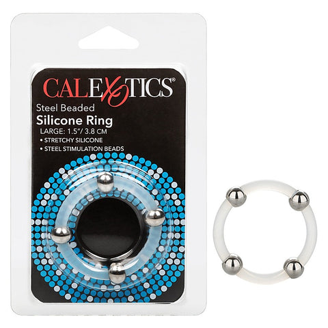 Large Steel Beaded Silicone Cock Ring by California Exotics