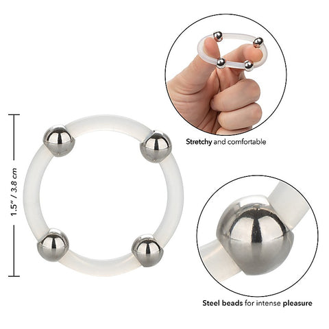 Large Steel Beaded Silicone Cock Ring by California Exotics