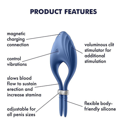 Duelist Silicone Vibrating Mens Cock Ring by Satisfyer