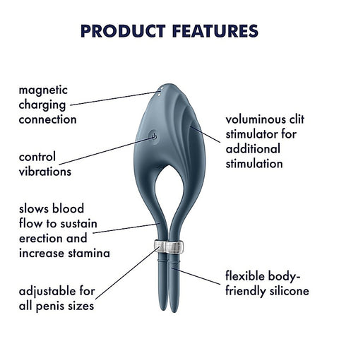 Duelist Silicone Vibrating Mens Cock Ring by Satisfyer