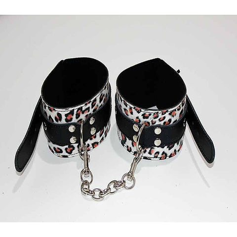 Leopard Print Leather Ankle Restraints by Hell's Couture