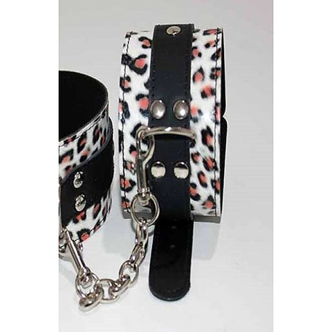 Leopard Print Leather Ankle Restraints by Hell's Couture