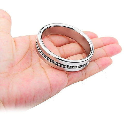 Silver Metal Cock Ring with Grooves by BDStyle