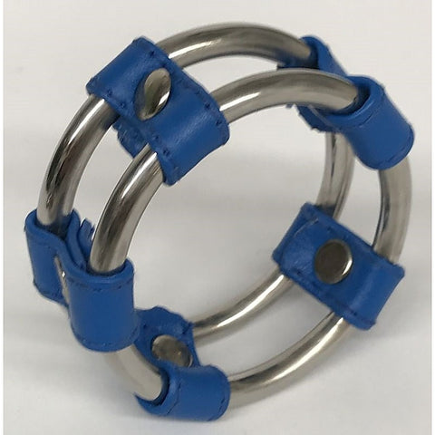Plain Tube Steel Double Cock Ring Blue by Hell's Couture