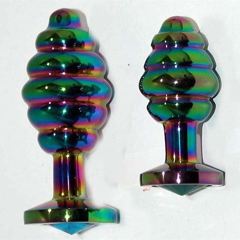 Gem-Accented Ribbed Steel Anal Delight by Hell's Couture