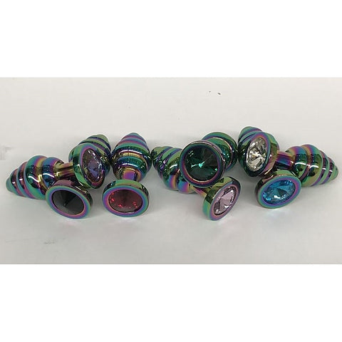 Gem-Accented Ribbed Steel Anal Delight by Hell's Couture