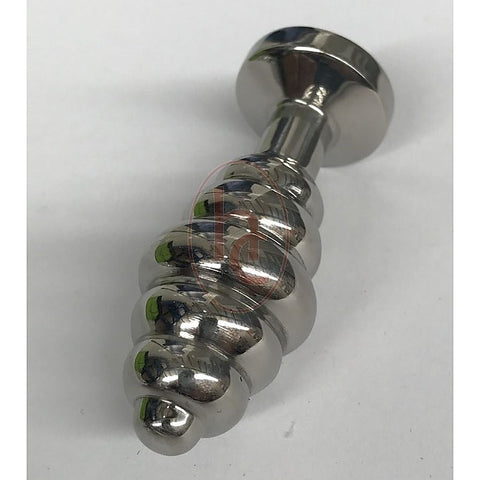 Ribbed Jewelled Medium Butt Plug Champagne by Hell's Couture