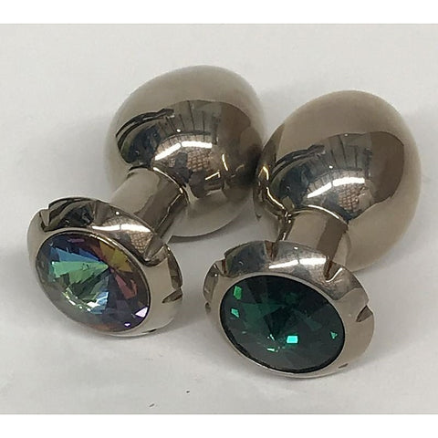 Jewelled Lotus Small Metal Butt Plug Emerald