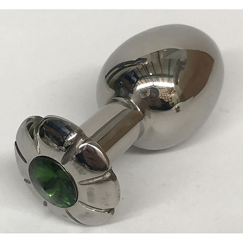 Jewelled Lotus Small Metal Butt Plug Emerald