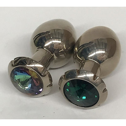 Jewelled Lotus Metal Butt Plug Small Rainbow