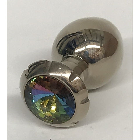 Jewelled Lotus Metal Butt Plug Small Rainbow