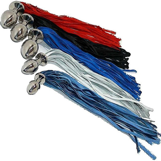 Butt Plug With Leather Whip Large Navy by Hell's Couture
