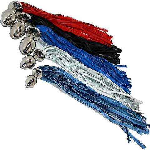 Butt Plug With Leather Whip Large Navy by Hell's Couture