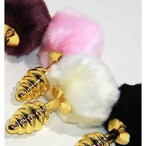 Scuttle Butt Ribbed Butt Plug in Gold by Hell's Couture