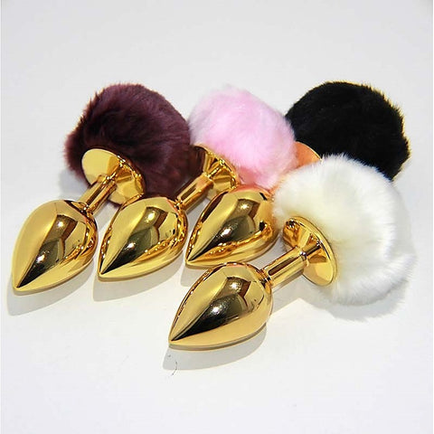 March Hare Faux Tail Metal Gold Butt Plug Small