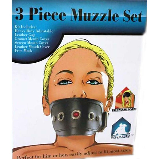 Kinky Muzzle Set Mask & Mouth Gag by RoomFun