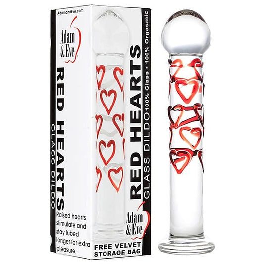 Red Hearts Glass Dildo by Adam & Eve Sextoys