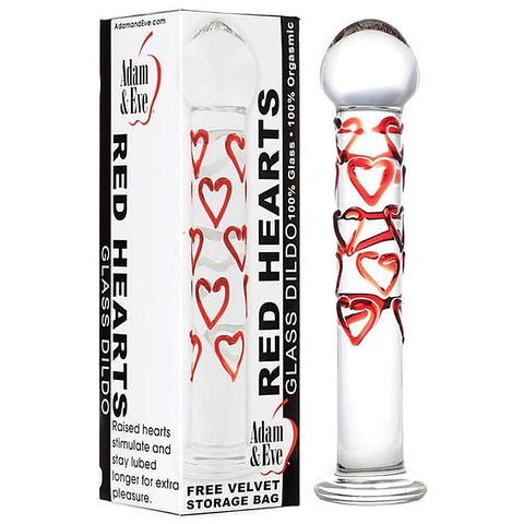Red Hearts Glass Dildo by Adam & Eve Sextoys