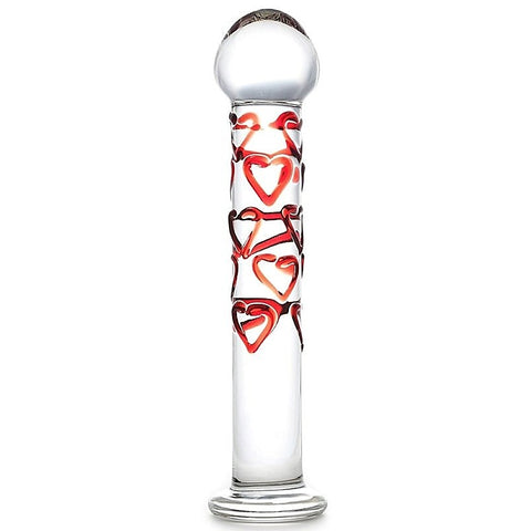 Red Hearts Glass Dildo by Adam & Eve Sextoys