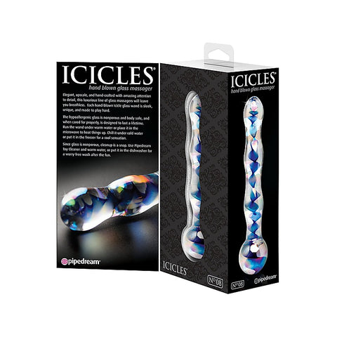 Icicles No. 08 Clear Glass Dildo Massager