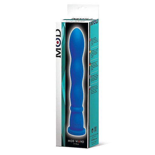 Mod Silicone Wand Vibrator Wave Suction Cup Blue