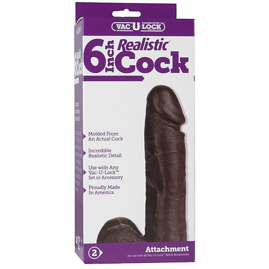 Vac-U-Lock 6 Realistic Cock Black by Doc Johnson