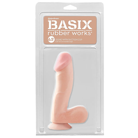Basix 6.5 Inch Suction Cup Dong with Balls