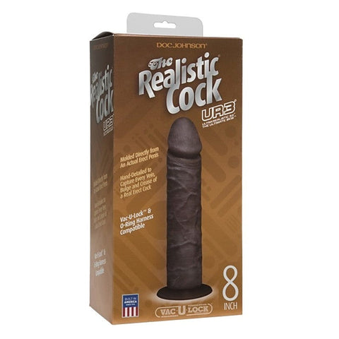 The Realistic Cock UR3 8 in. Black by Doc Johnson